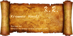 Kremmer René névjegykártya